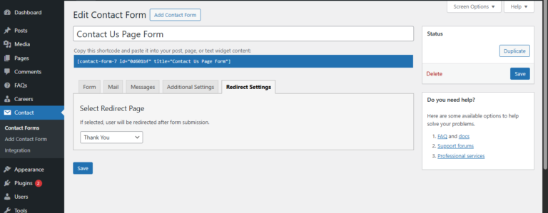 How to Add a Redirect Page Option in Contact Form 7 (Without Extra Plugins)